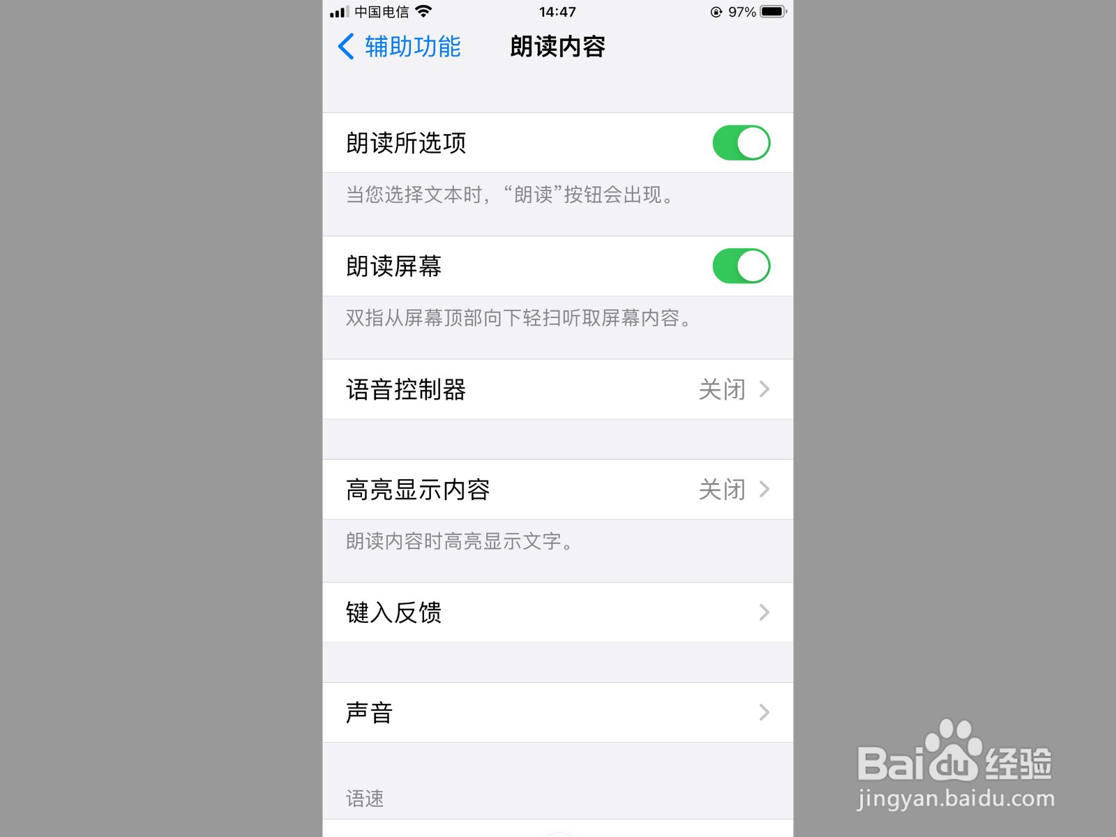苹果朗读功能怎么开启