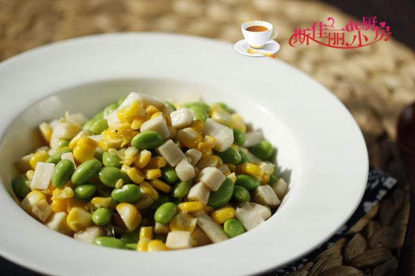 玉米毛豆炒杏鲍菇丁