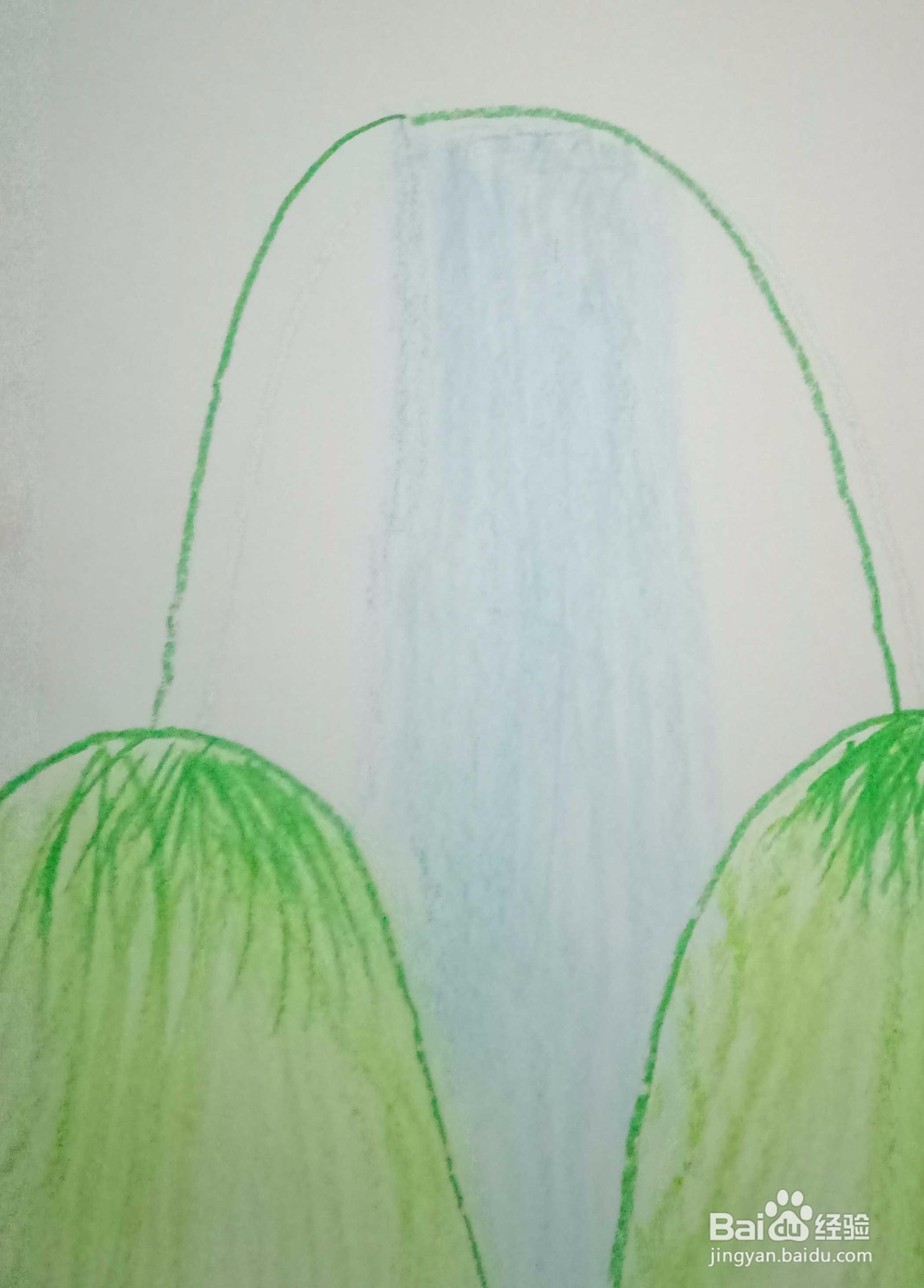 蜡笔画蓝天白云是怎么画的