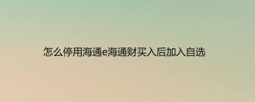 怎么停用海通e海通财买入后加入自选