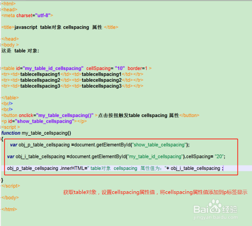 table对象怎么用cellspacing属性?