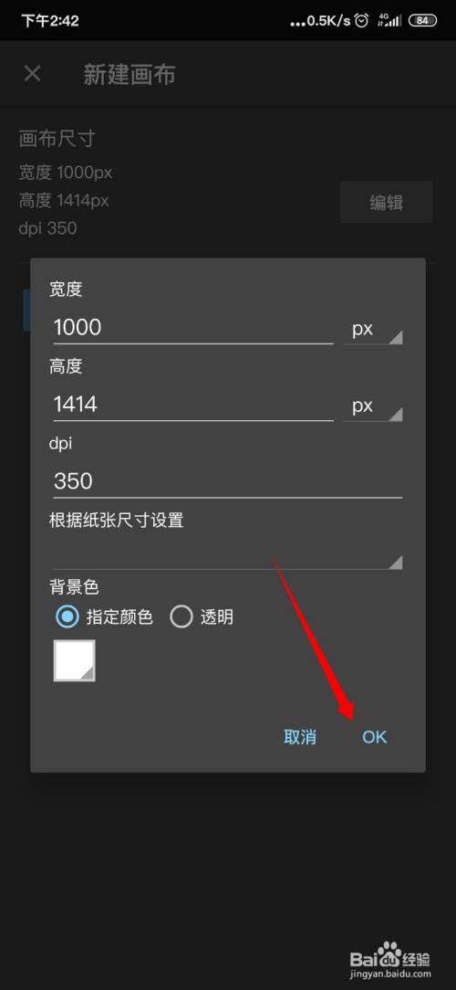 然后调整宽度高度和dpi,点击下方ok即可