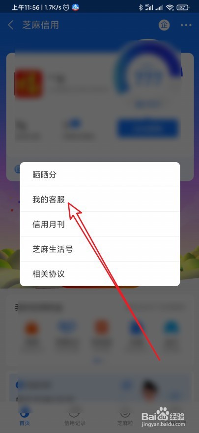 芝麻信用怎么打开我的客服页面