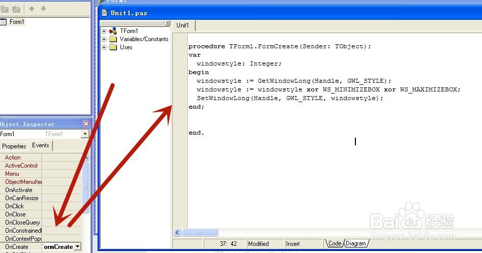 Delphi7取消窗口右上角最大化最小化按钮