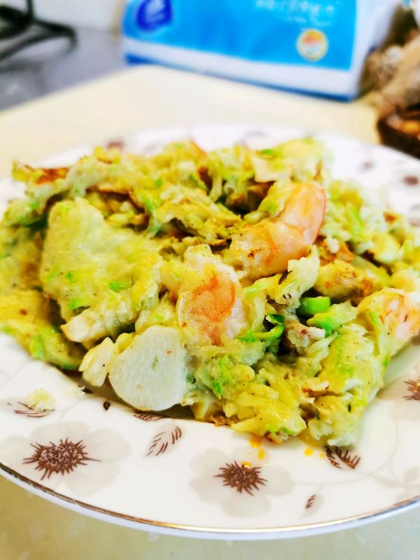 鲜虾西葫芦薄饼