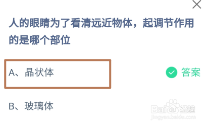 蚂蚁庄园答案人的眼睛起调节作用的是哪个部位