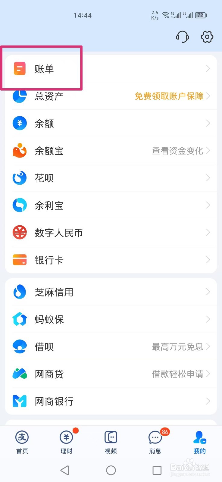 支付宝怎么查询2024年度总账单