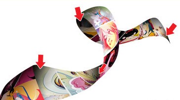 Photoshop制作图片拼接飘舞丝带特效