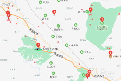 运动/户外 > 旅行攻略1 2 在百度地图的左上角输入 阿城景点并点击