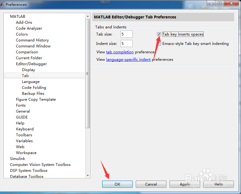 MATLAB R2015b怎么开启制表键插入空格
