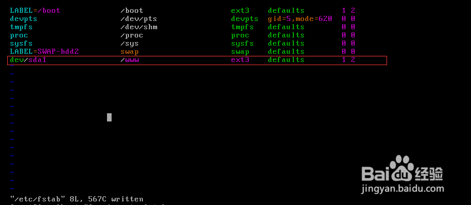Linux下添加新硬盘,分区并设置启动自动挂载