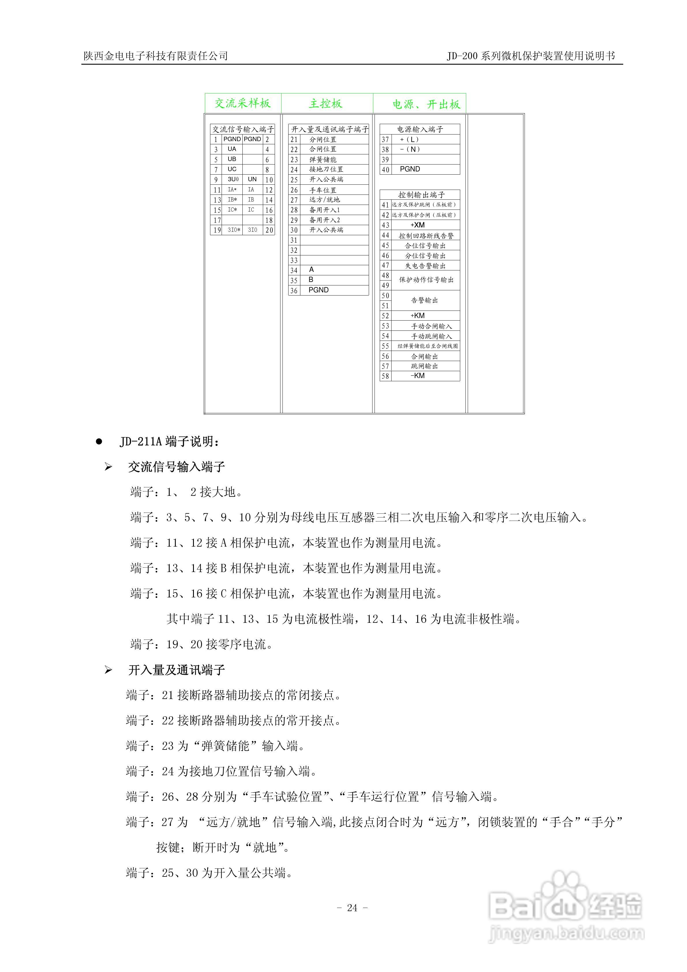 JD-211C微机保护装置使用说明书:[3]