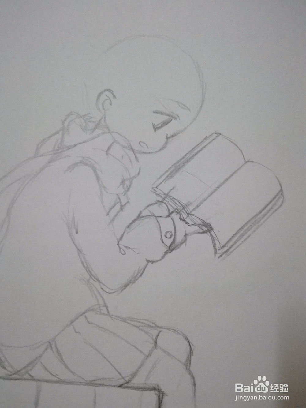 冬日坐在椅子上看书的动漫人物怎么画