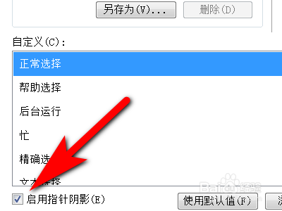 电脑如何启用指针阴影功能？