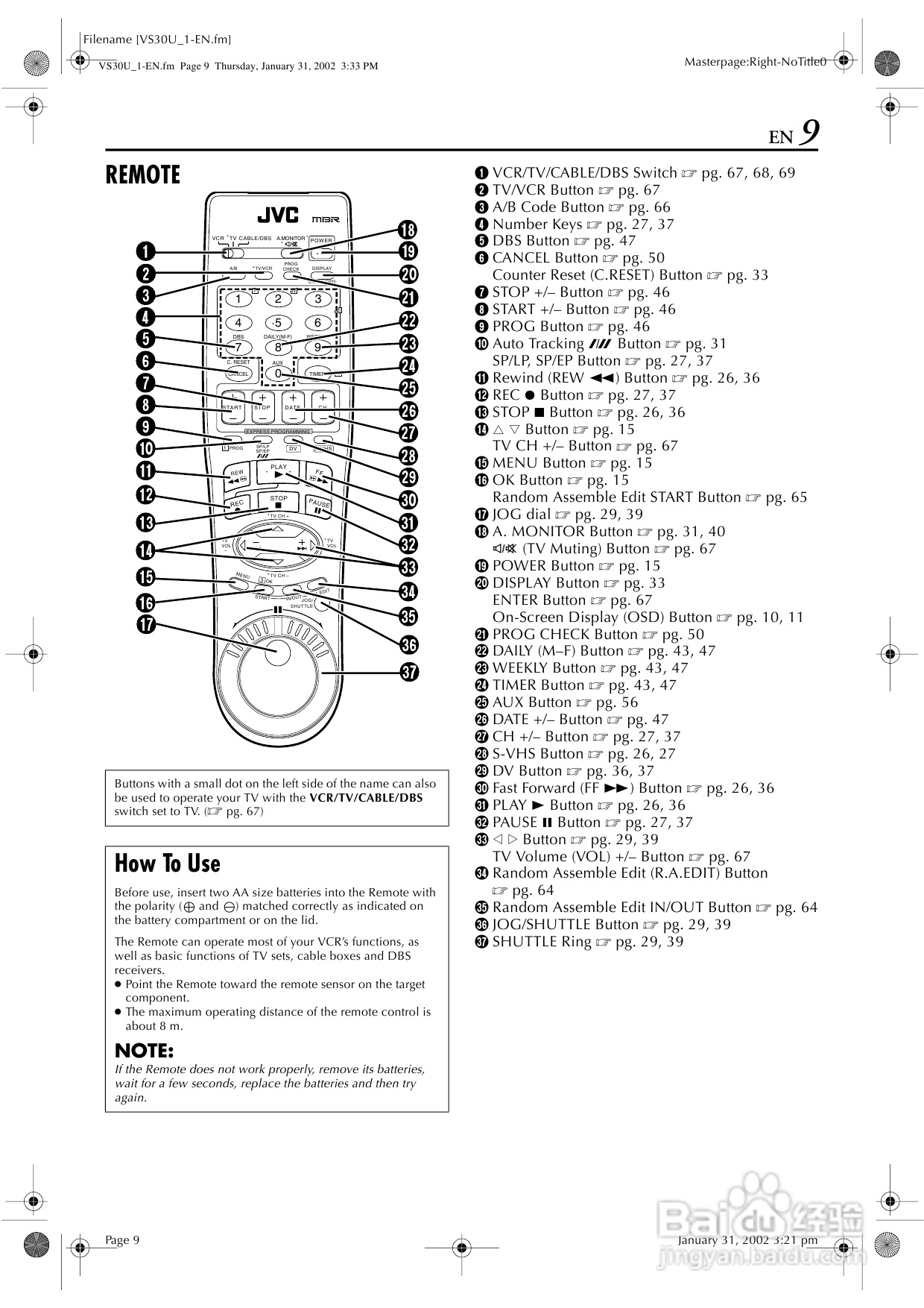 JVC SR-VS30U播放机说明书:[1]