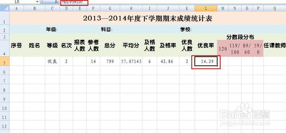 EXCEL技巧——制作学生成绩统计表