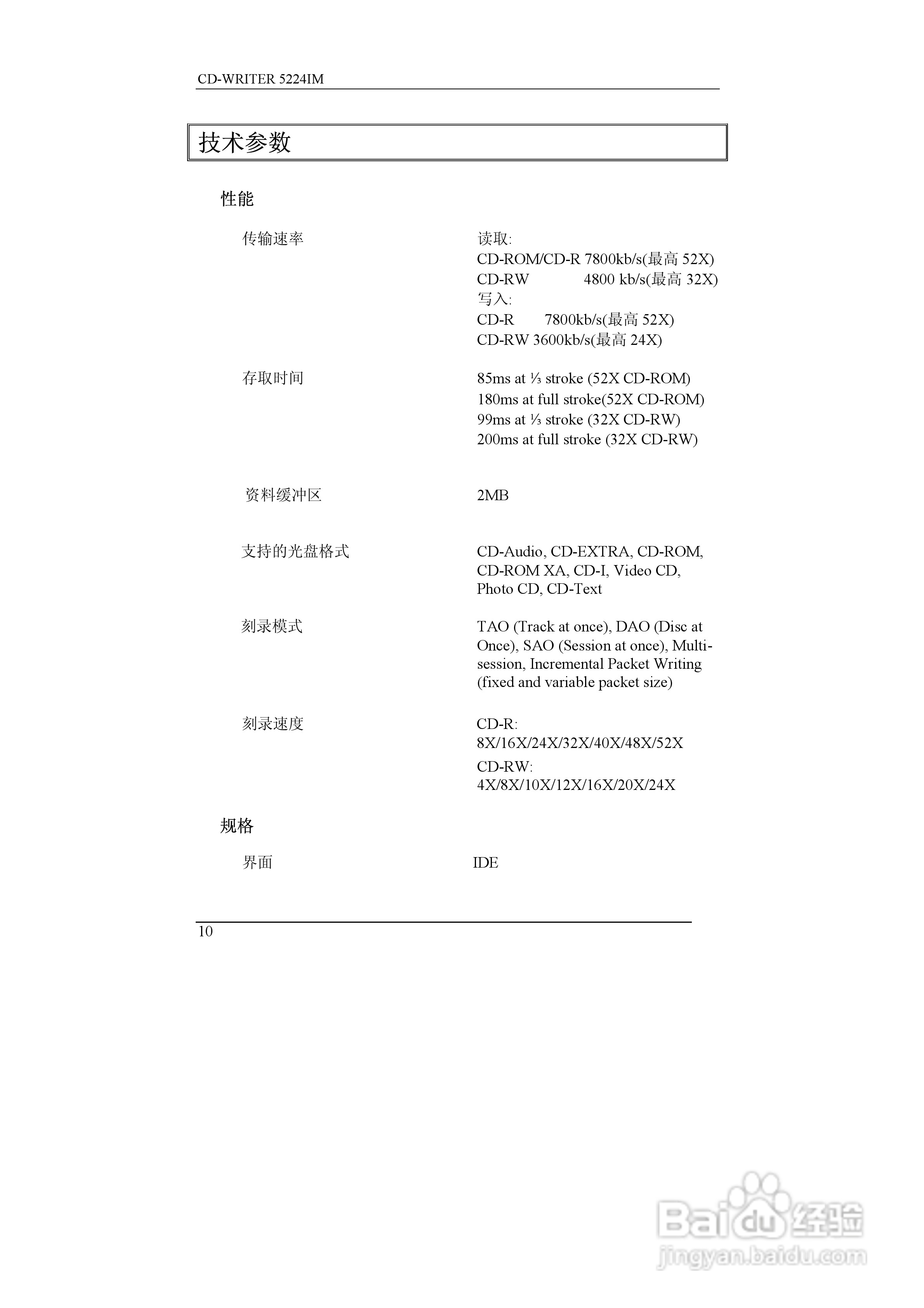 英群BCE 5224IM CD-R/RW驱动器使用说明书