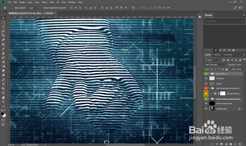 PS动作一键设计数字科技未来海报效果