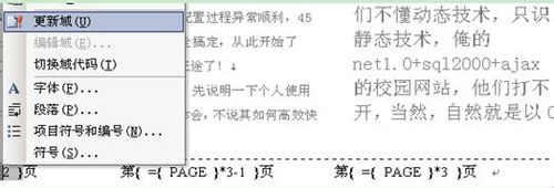在Word分栏中通过插入域设置每栏的页码显示