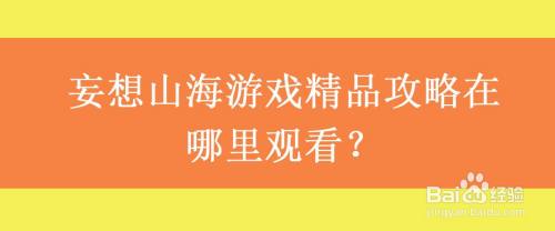 妄想山海游戏精品攻略在哪里观看