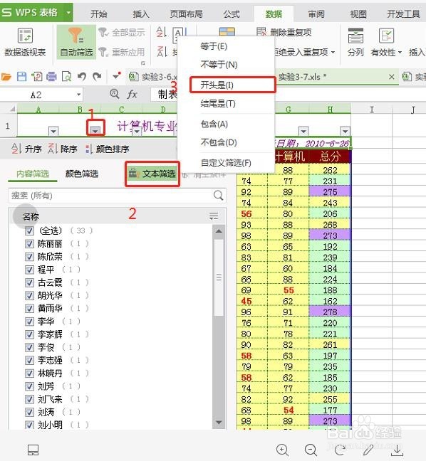 excel表格的筛选工具的应用