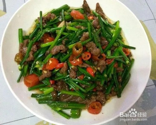 韭菜苔炒牛肉