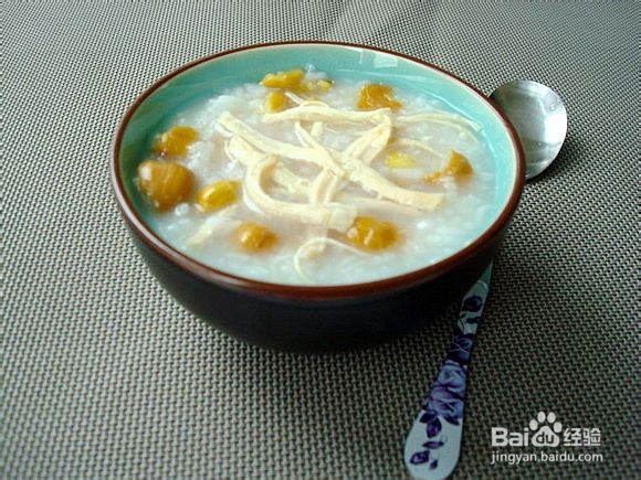 营养早餐粥------栗子鸡丝粥