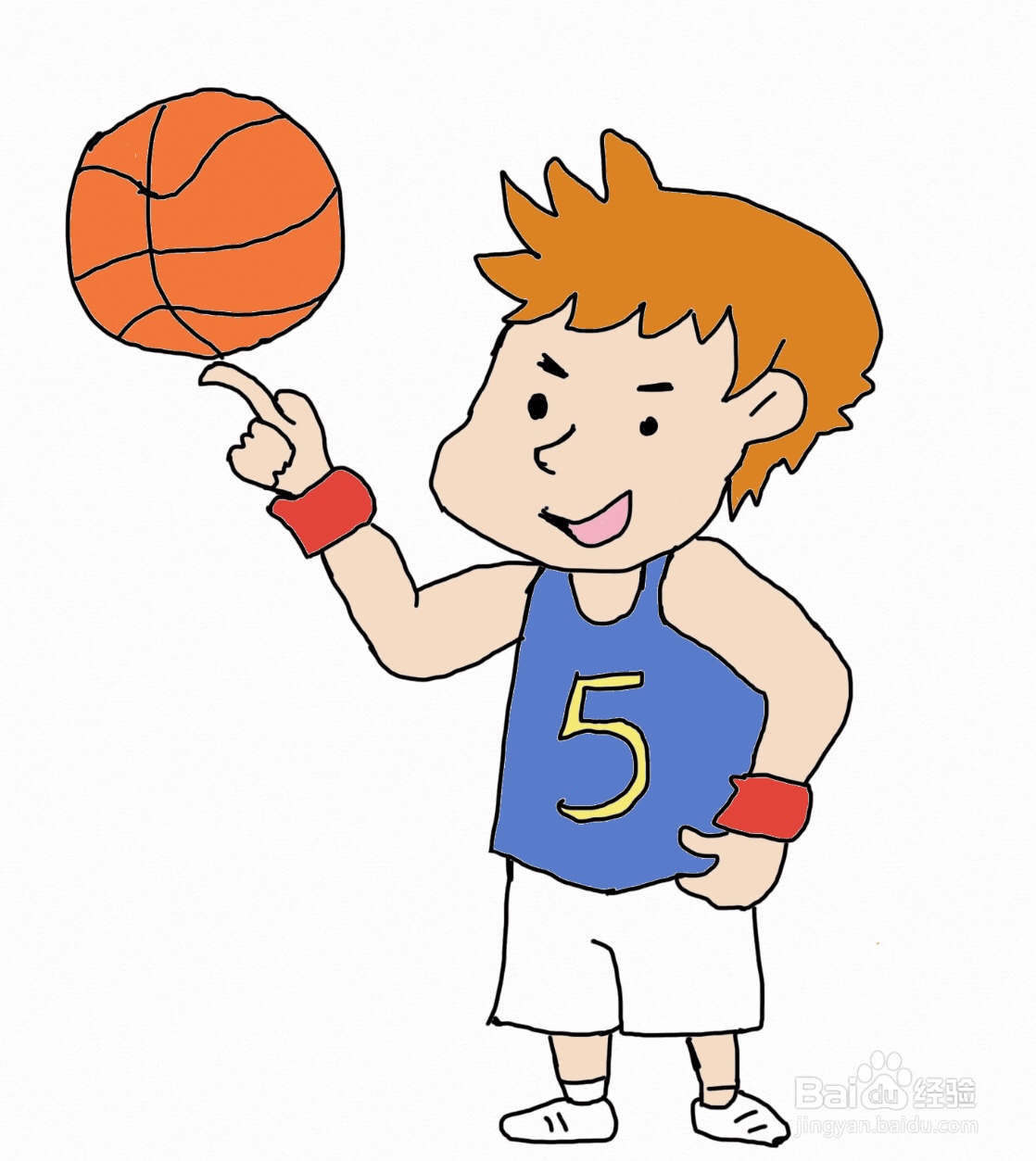 怎么画篮球卡通人物小男孩?