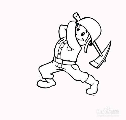 挖矿的工人的简笔画