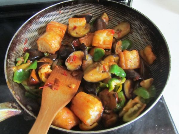 豆瓣茄子炒油条