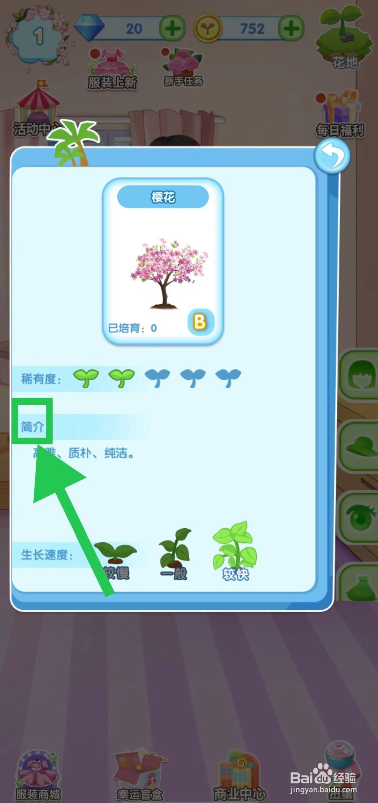花花姑娘之魔法花园怎么查看樱花的简介