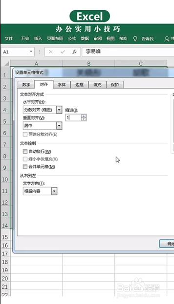 Excel如何快速对齐姓名