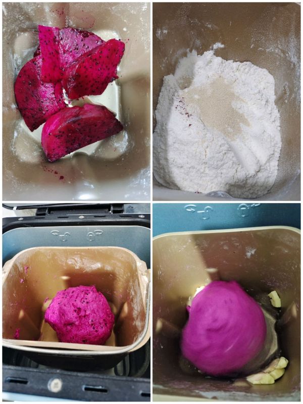 火龙果椰蓉面包