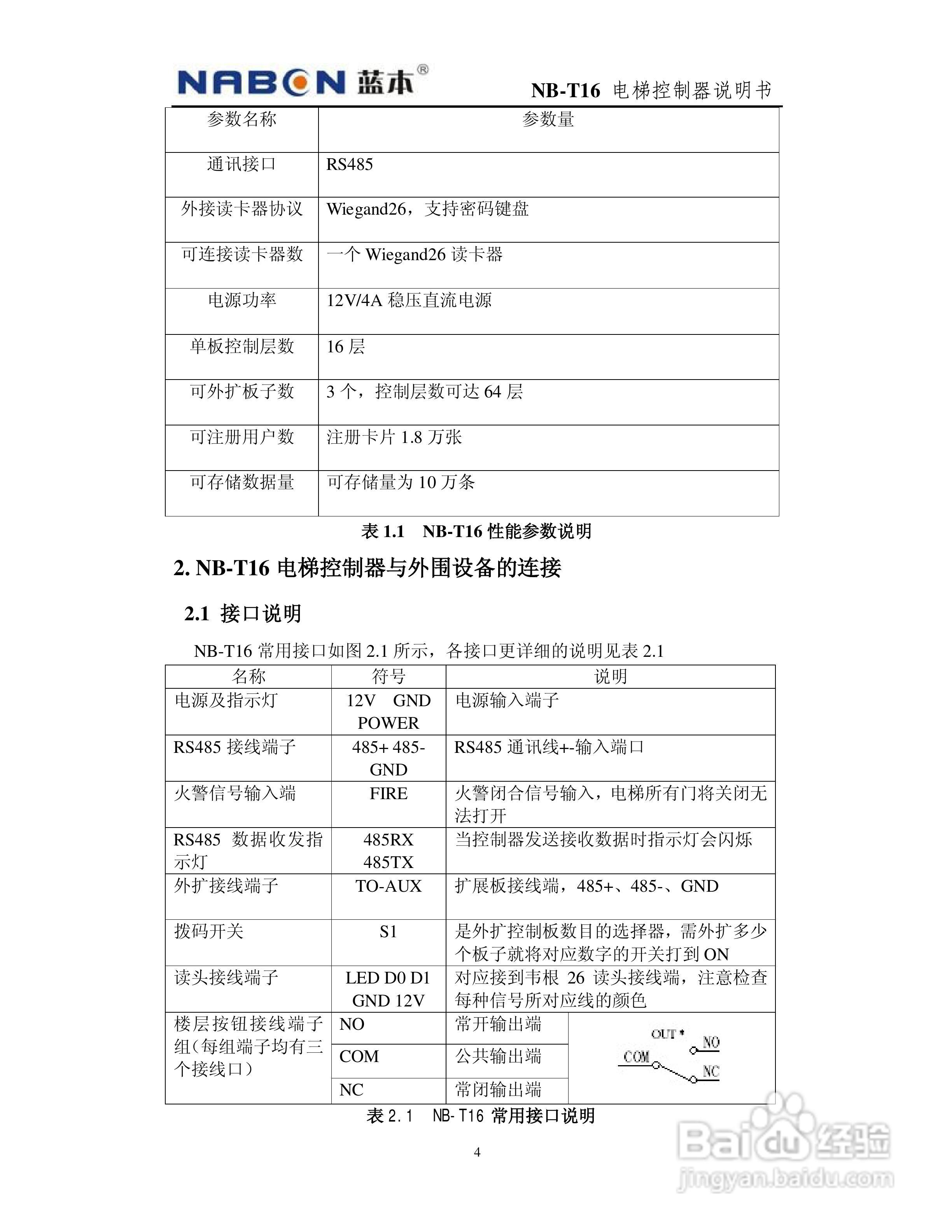 蓝本NB-T16 电梯控制器说明书:[1]