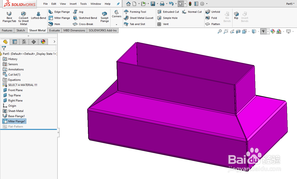 Solidworks 钣金中“斜接法兰”命令如何使用