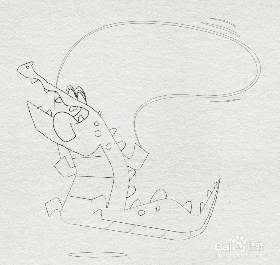 简笔画--如何画跳绳的鳄鱼的简笔画