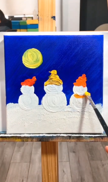 儿童水彩雪人怎么画