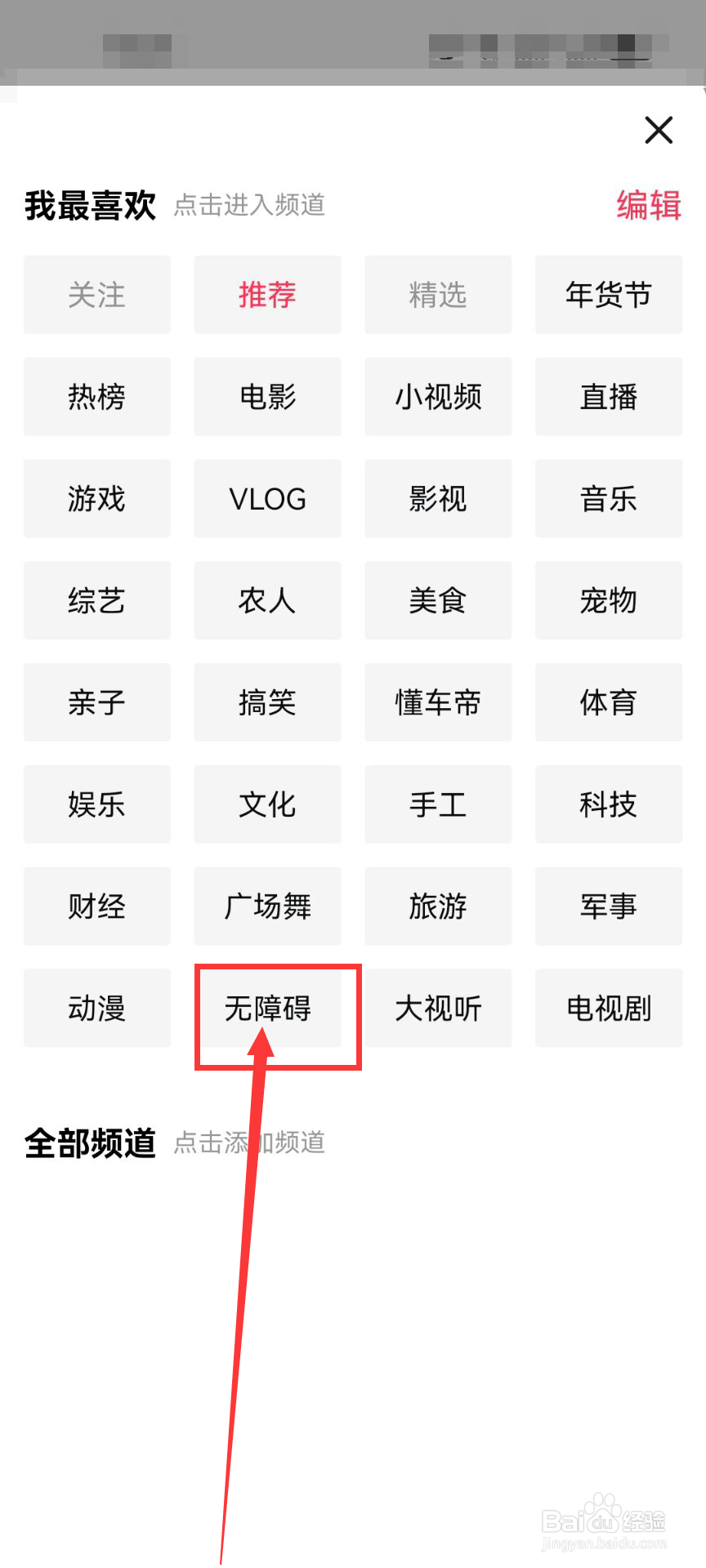 怎么查看西瓜视频无障碍频道？