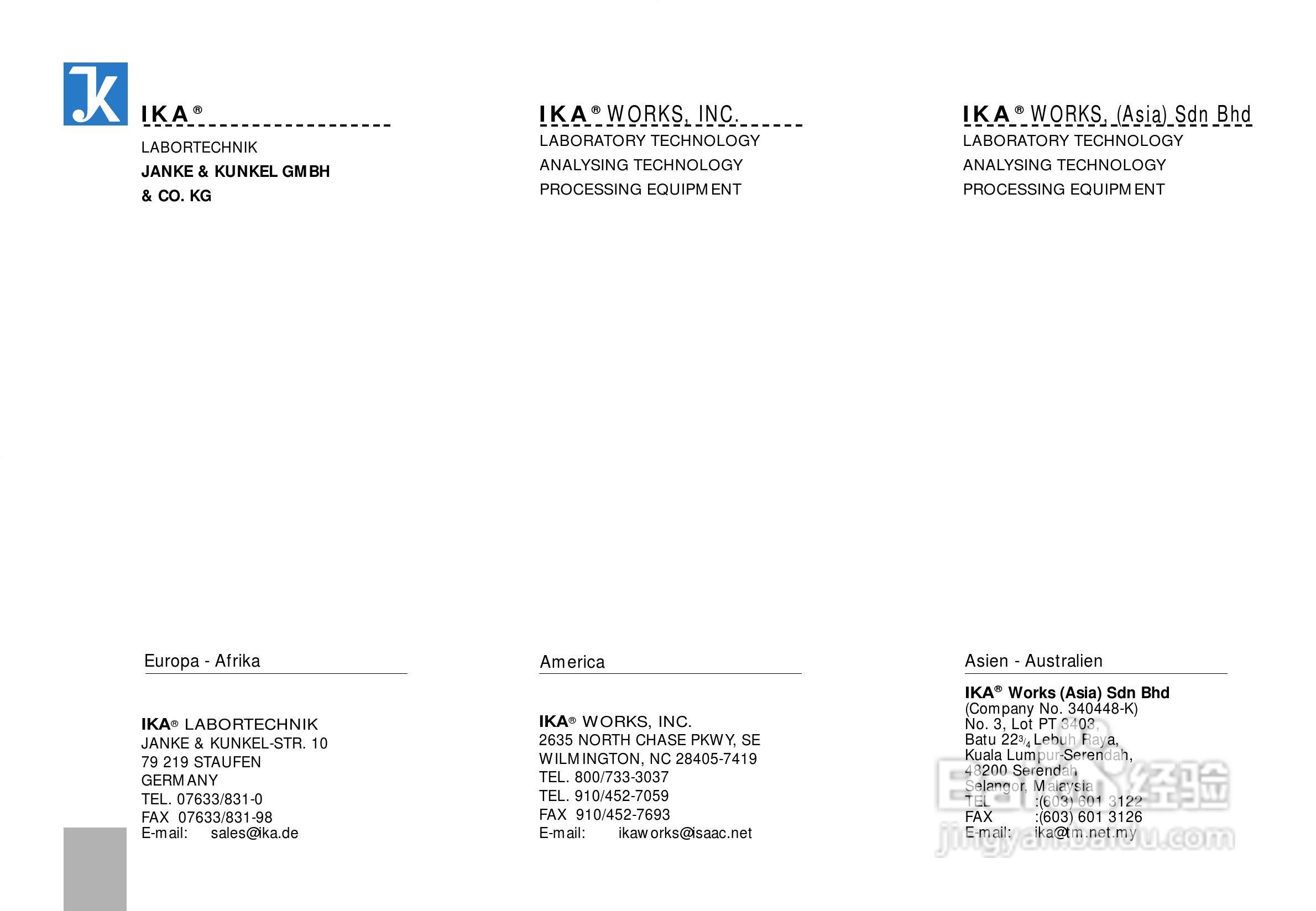 IKA M20通用研磨机使用说明书