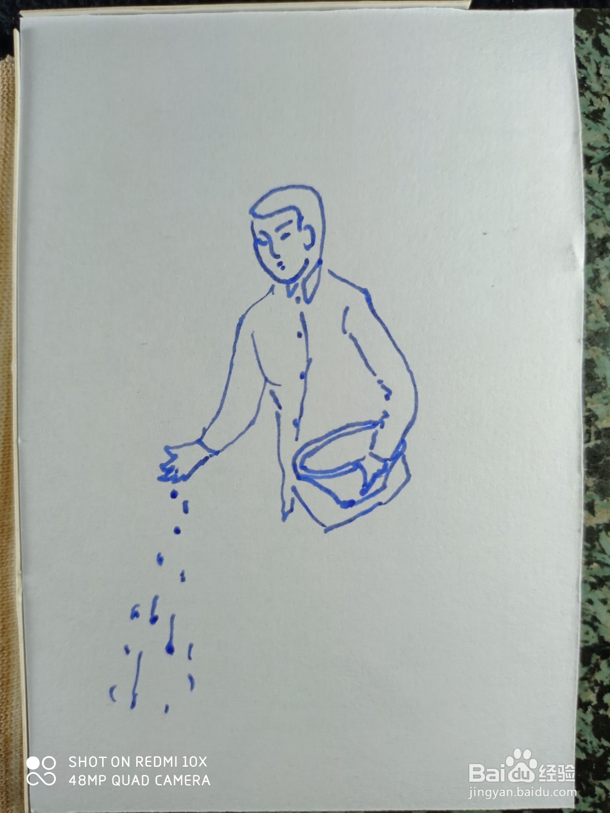 怎样画简笔画“农民伯伯撒种子”？