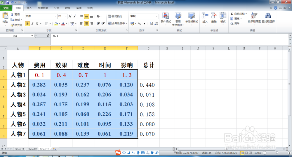 office 2010 表格计算