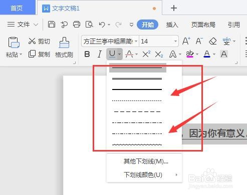 WPS文档中如何更改文字下划线的样式
