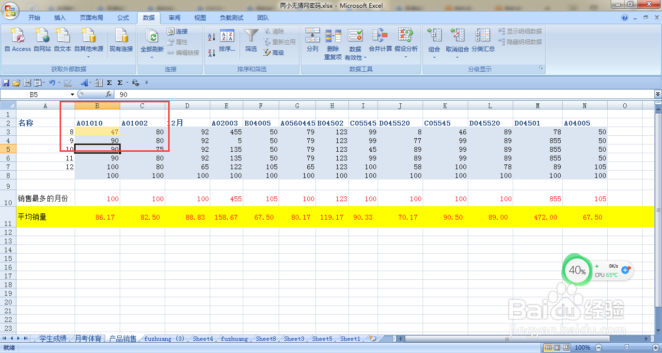 EXCEL如何给低于平均销量的销售数据填充棕红色