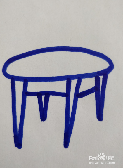 四腿圆桌的简笔画怎么画？