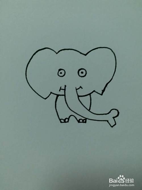 简笔画之小象正面 百度经验 简笔画之小象正面 百度经验