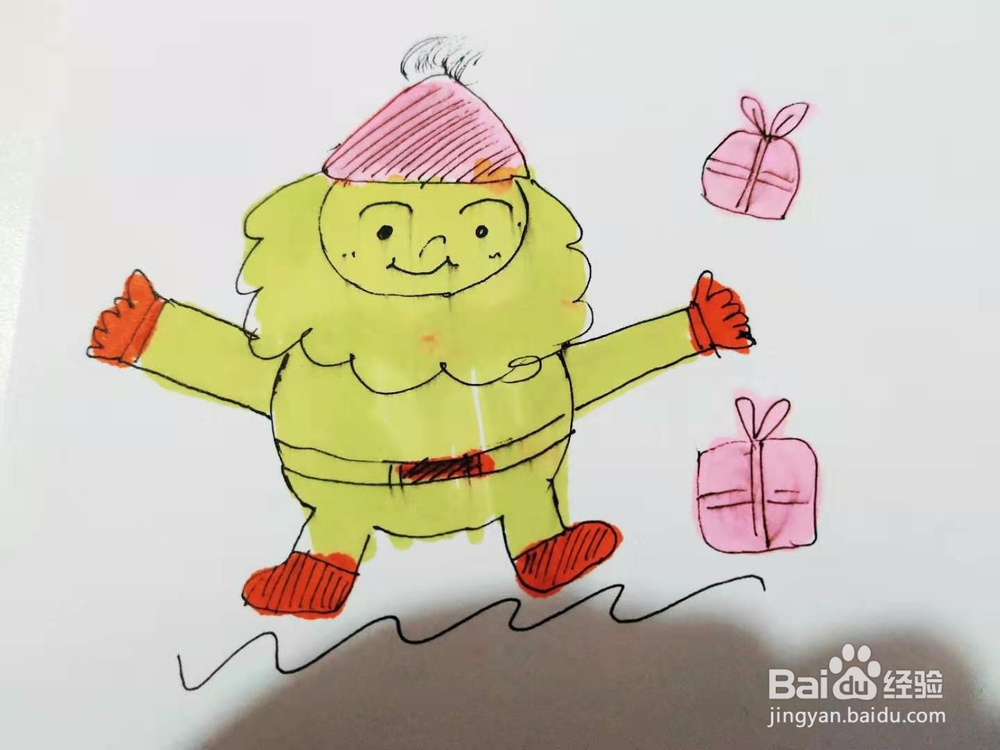 怎么教孩子画圣诞老人简笔画