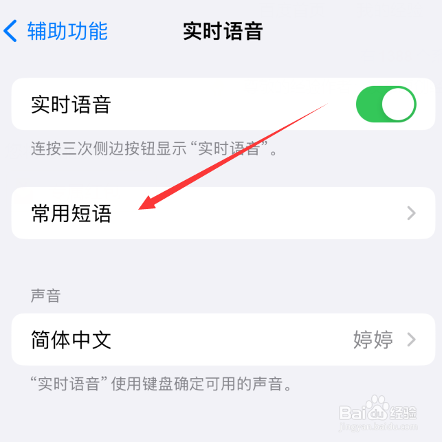 苹果手机实时语音怎么设置常用短语
