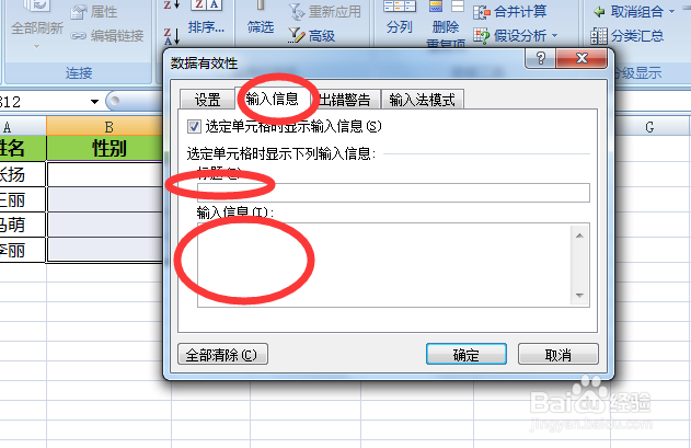 在excel表格输入的时候设置提示信息