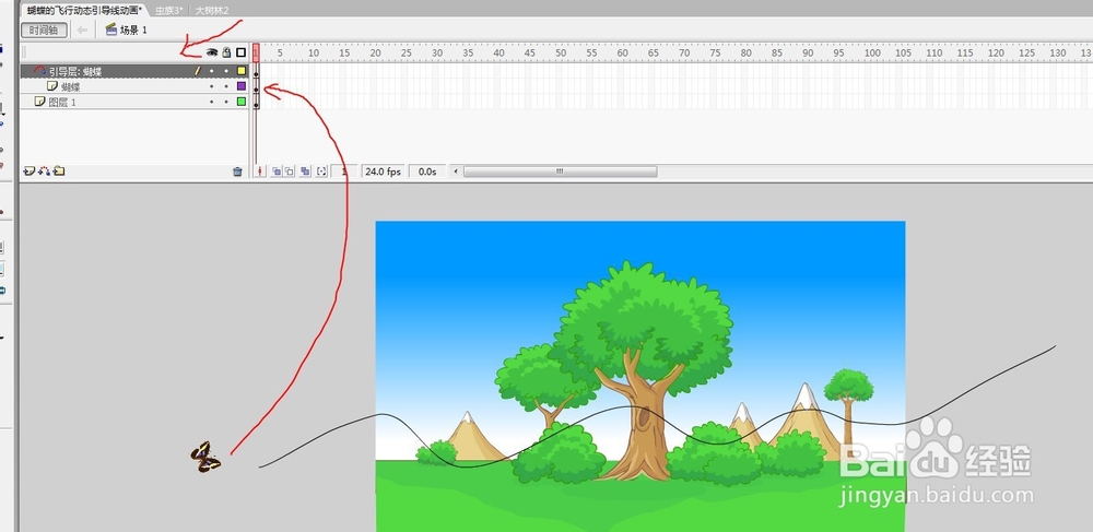 flash用蝴蝶做引导线动画的教程