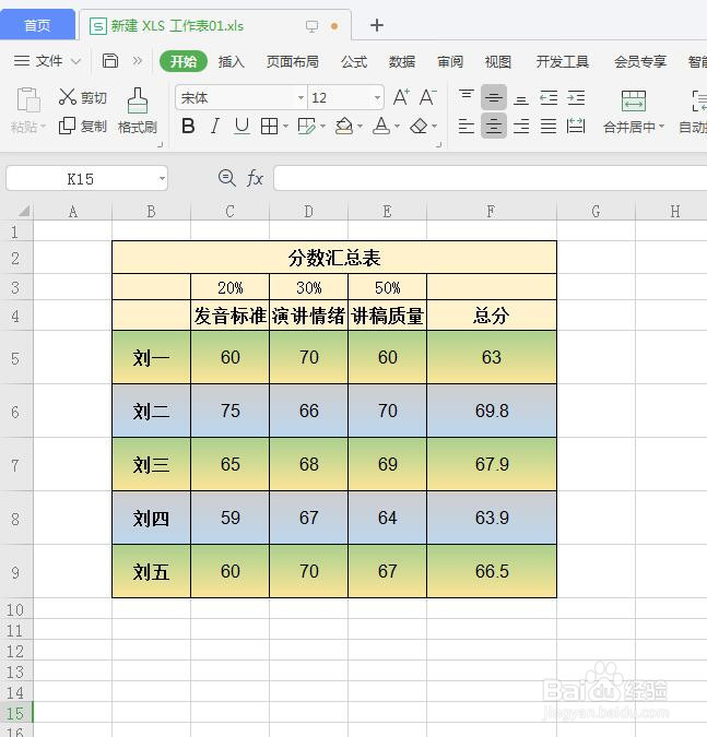 WPS表格如何添加渐变色底纹